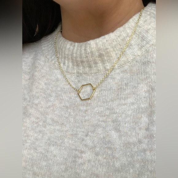 Dainty Gold Hexagon Necklace - Picture 4 of 4